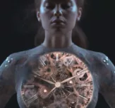 Scienceandcocktails woman full body with biological clock insid fc2ecde8 d14e 4988 b087 c5c5623a2027